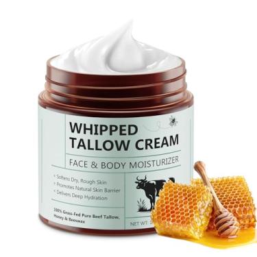 Imagem de Ruduwu Sebo bovino para pele, sebo bovino e creme de mel para pele, 120 ml, sebo orgânico alimentado com capim com creme de mel para rosto e corpo, suave - hidratante natural feito à mão