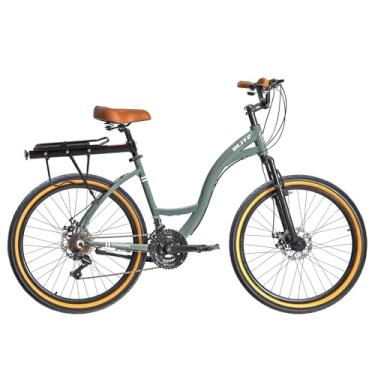 Imagem de Kit Bicicleta BLITZ Aro 26 Comodo Alumínio Urbana SH 21v Freio á Disco + Bagageiro e Cadeado (Verde-oliva, 18)