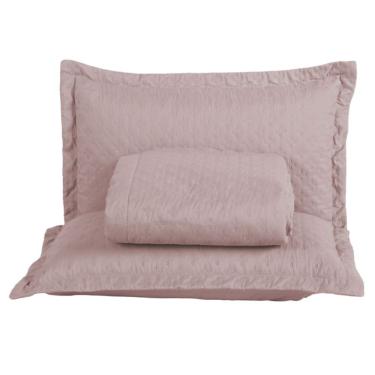 Imagem de Kit Cobre Leito Colcha Casa Scarpa Atualle Casal Padrão Dupla Face Microfibra 3 Peças - Rosê