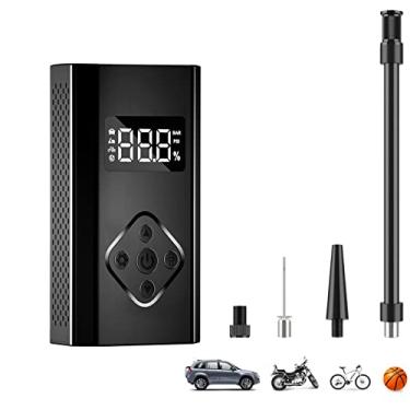 Imagem de OUREIDA Compressor de ar portátil para inflador de pneu, bomba de ar sem fio máxima de 150 PSI para pneus de carro, medidor de pressão de pneu de luz LED de emergência com inflador, bomba de pneu para