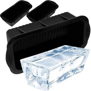 Imagem de 3 moldes de gelo extragrande, molde de silicone para bloco de gelo, bandeja para cubos de gelo de 2,1 kg, bandeja reutilizável para cubos de gelo, recipiente para máquina de lavar