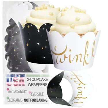 Imagem de Twinkle Little Star Decorations - 36 envoltórios de cupcake de formatura, tema de espaço externo aniversário, decoração de chá de bebê, sistema solar sala de aula, petiscos para o dia B, suprimentos para festa de soneca estrelados noturnos