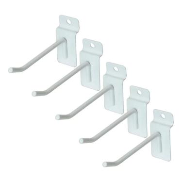 Imagem de 2X Kit 100 Gancho Para Painel Canaletado Cor Branco 5Cm Mfl