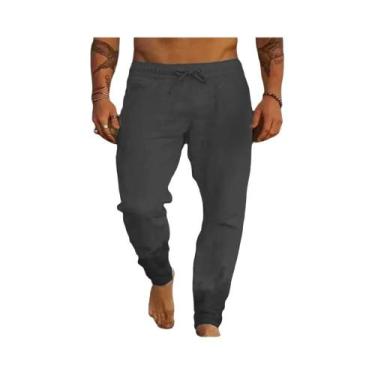 Imagem de Calças De Praia Masculinas De Verão Em Algodão E Linho, Calças Casuais