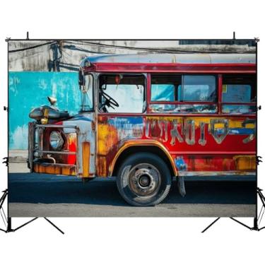 Imagem de Pano de fundo fotográfico de Manila Filipinas Retrô Táxis Fotos para Sessão de Fotos Retrato Estúdio Fotográfico Suporte de Vídeo Decoração de Cabine de Festa de Aniversário 2,1 x 1,5 m
