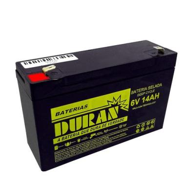 Imagem de Bateria Estacionária Duran 14AH 6V VRLA AGM Brinquedo Alarme Energia S