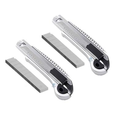 Imagem de 3X 2 Estilete De Metal Profissional 18Mm + 10 Lâminas Extras