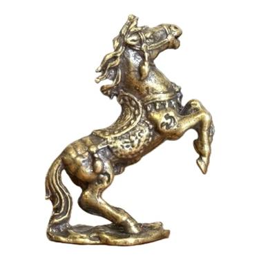 Imagem de Land of Simple Treasures Estatueta em miniatura de latão de 2,5 cm | Lucky Business Prosperity Wealth Magic Powerful Luck Money Figure for Pocket | Berloque de planta | Mini (cavalo dourado)