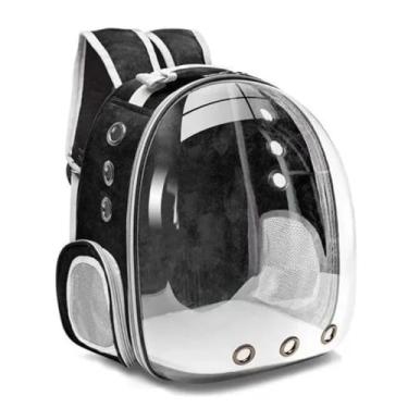 Imagem de Kirk Mochila de Transporte Pet (Bolsa Astronauta) Visão Panorâmica, Ventilação 360°, Acrílico Transparente, para Cães e Gatos até 6kg, Alças Acolchoadas e Viagem Segura (Preto)