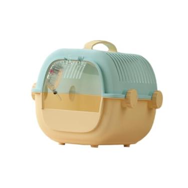 Imagem de IEUDNS Gaiola de transporte para hamster, gaiola portátil de saída respirável, transportadora de pequenos animais para gerbil, animais pequenos, viagens ao, Laranja Verde