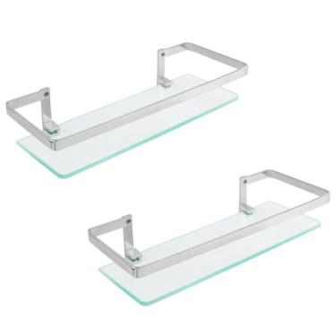 Imagem de Kit 2 Porta Shampoo Retangular Exclusivo Cromado Luxo