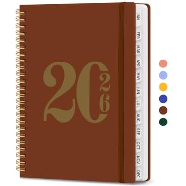 Imagem de Agenda 2026, agenda semanal e mensal, janeiro de 2026 a dezembro de 2026, agenda de calendário de capa dura 2026 com abas e bolso interno, material escolar para mulheres e homens - A5 (16 cm x 21,6 cm