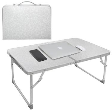 Imagem de Mesa Dobravel Sofa Cama Aluminio Vira Maleta Portatil Suporte Home Office Refeicao Estudos