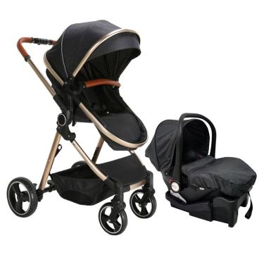 Imagem de Carrinho com Bebê Conforto TS Mike Preto/Gold Premium Baby