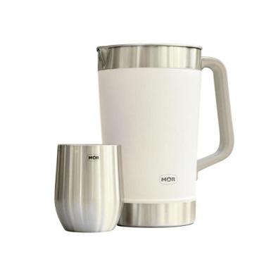 Imagem de Kit Jarra Térmica Branca + Copo Térmico Inox  MOR