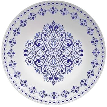 Imagem de Germer, Prato fundo em porcelana, modelo Convexa, Peniche, Ø 20,5 cm,Branco com arabesco azul