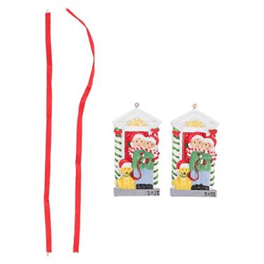 Imagem de Enfeite de árvore de natal pintado à mão, resina resistente às intempéries, decoração interna e externa para jardim, pátio, gramado, quintal, 2 peças