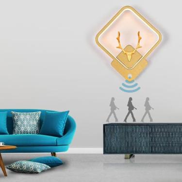 Imagem de Luminária de parede LED minimalista com chifres e detector de movimento, arandela moderna nórdica, luminária de parede 12W 3000K/4000K, lâmpada de cabeceira nórdica moderna, noite, corredor