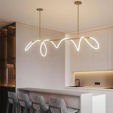 Imagem de Lustres LED Luzes de teto Sala de estar Sala de jantar Luz pendente Regulável com controle remoto Lâmpada suspensa Espiral DIY Lustre para ilha de cozinha Mesa de escritório Sala de estar Te