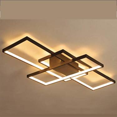 Imagem de Luminária pendente de teto moderna LED para sala de estar, quarto, lâmpada chique, quadrado, design de anel, abajur de acrílico, metal, acessório interno, lustre para cozinha, sala de jantar