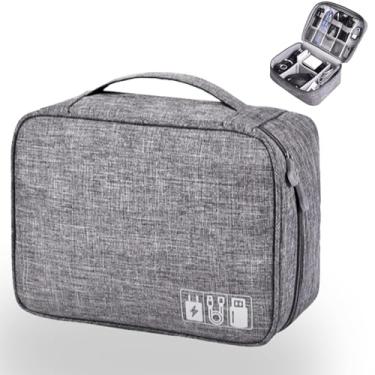 Imagem de Estojo Organizador de Cabos e Acessórios Eletrônicos Cor Cinza – Portátil e Resistente, Ideal para Viagens, Carregadores e Gadgets