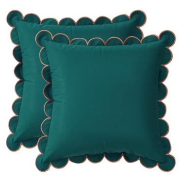 Imagem de MONDAY MOOSE Capas de almofada decorativas, conjunto de 2 designs de borda redonda recortada de veludo macio, misture e combine para decoração de casa, enchimentos de travesseiro não incluídos