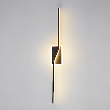 Imagem de Luminária de parede linear preta moderna, longa, LED, para banheiro, simples, criativa, de metal, para montagem na parede, com abajur de silicone acrílico, minimalista, para decoração de cor