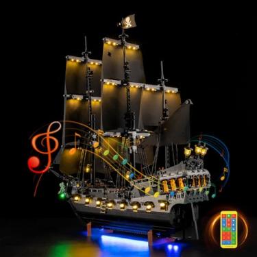 Imagem de Nitemode LED Light Kit Compatible with Lego Captain Jack Sparrow’s Pirate Ship10365, Upgraded Remote Sound Multi-Light Sequence Design with Original Movie Soundtrack Lighting Accessories(No Model)