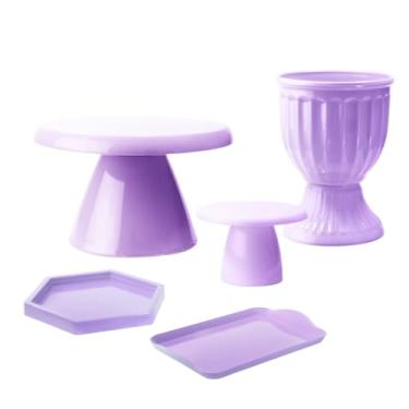 Imagem de Kit Mesa Decorada com Boleira Cogumelo e Acessórios – Vaso, Bandeja e Mini Peças (Lilás)