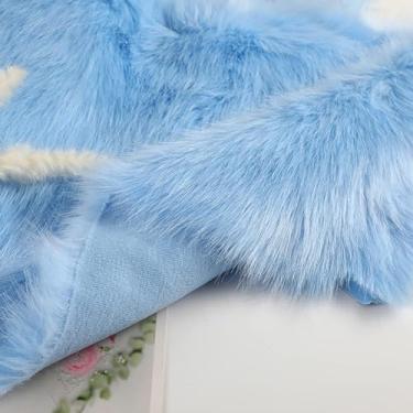 Imagem de ININOSNP Tecido peludo de pele de raposa sintética, 180 x 50 cm, 70 x 20 polegadas, for Fursuit, roupa de cosplay, suprimentos para artesanato DIY, decoração de adereços (BLU)