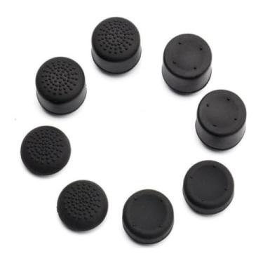 Imagem de Kit 8 Extensores de Controle para Xbox One, PS4, PS5, Grips Analógicos em Silicone Preto, Acessórios para Joystick de Videogame