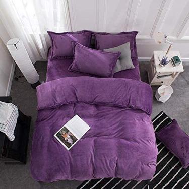 Imagem de Jogo de lençol de flanela de veludo, flanela grossa, dois lados, cor sólida, jogo de cama com capa quente de inverno - Ydl23_Twin Size 3 peças (Ydl19 Queen size 4 peças)
