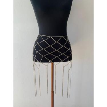 Imagem de Bodychain Top e Saia Dendê de correntes franjas Festival - Dondocas.Bi