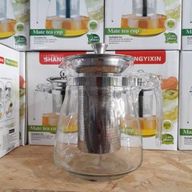 Imagem de Bule de vidro para chá com infusor de inox 600 ml top imperdível - Sha
