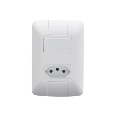 Imagem de Interruptor Simples + Tomada 20A Branco Aria
