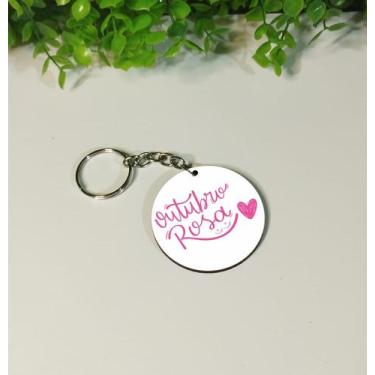 Imagem de Chaveiros Personalizados em MDF Branco 3mm - Outubro Rosa (Modelo 2) -