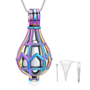 Imagem de Lembrança a céu aberto urna em forma de lágrima medalhão cinzas colar memorial joias de cremação joias funerárias suporte de cinzas, Aço inoxidável, Sem Pedra Preciosa