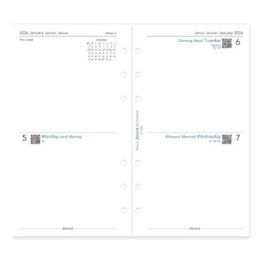 Imagem de Filofax Recarga de diário de calendário, tamanho pessoal/compacto, dois dias em uma página, papel branco, sem pautas, trilingue, 2026 (C68423-26)