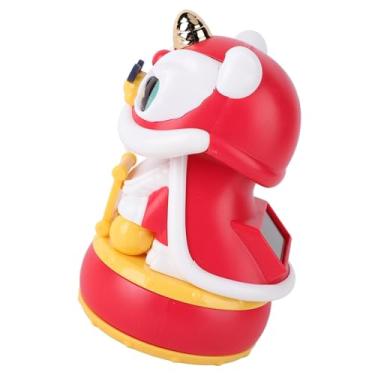 Imagem de TOPINCN Decoração Solar do Painel do Carro Movido a Energia Solar Acenando Brinquedo Solars Dançando Leão Estatueta Forma Animal Amuleto da Sorte para o Interior do Carro Decoração de (Vermelho)