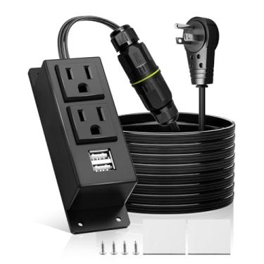 Imagem de Kit de tomada elétrica segura para casa, atualização à prova d'água de proteção de terminal, kit de receptáculo de gaveta com 2 peças de porta USB e saídas CA de 12 A 125 V, para desumidificadores de