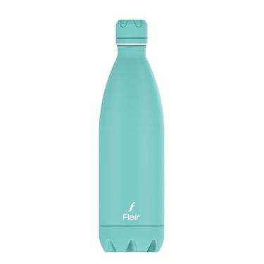 Imagem de Flair Frasco de aço inoxidável isolado a vácuo azul pastel de parede dupla - 1000 ml, certificado BIS, 1Ltr, à prova de vazamento, livre de BPA, sem ferrugem, aço inoxidável 304, 24 horas quente e