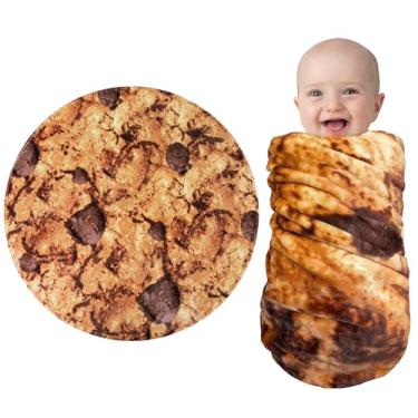 Imagem de Jorbest Cobertor de biscoito para bebê, cobertor de cueiro de biscoitos, presentes engraçados para bebês recém-nascidos, 285 g/m², cobertor para chá de bebê, meninos e meninas (marrom escuro, 91 cm)