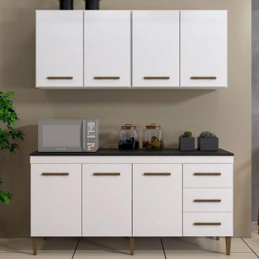 Imagem de Cozinha Completa 7 Portas 3 Gavetas Atenas Kaiki Móveis Branco