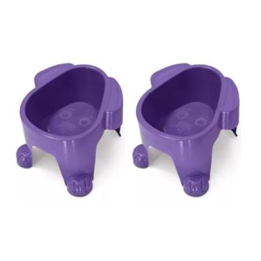 Imagem de Comedouro Elevado Ergonômico para Cães e Gatos – Tigela Anti Derrapante 300ML/1000ML – Saúde, Conforto e Design Moderno(2 Lilas,1.000 ML)