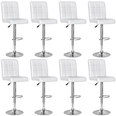 Imagem de Conjunto 8 Banquetas Dublin Material Ecológico Regulagem De Altura - Branca