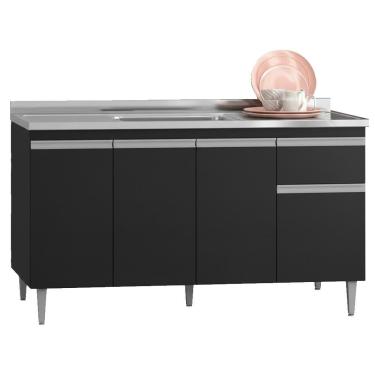 Imagem de Balcao Para Pia Sem Tampo 145 Cm Tatiane Preto Reajl Moveis Preto