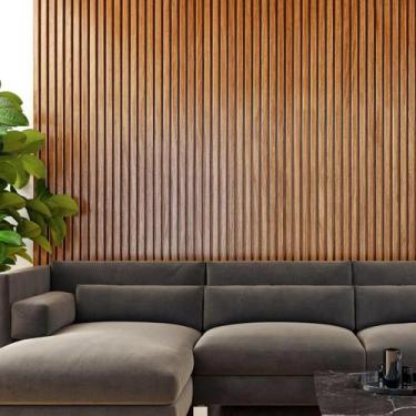 Imagem de 6 Placas Ripado Rígido 45cm X 16,9cm Revestimento de Parede WPC - Cola