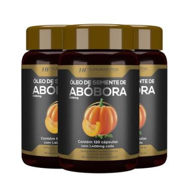 Imagem de 3x óleo de semente de abobora 1400mg 120caps hf suplementos