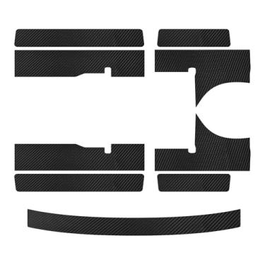 Imagem de Bilisin 9 peças de protetor de peitoril de porta de carro compatível com Toyota Elantra 7ª geração 2021-2024, couro de fibra de carbono auto porta-malas protetor de entrada de peitoril de porta