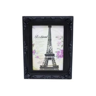 Imagem de Porta Retrato De Plástico Europeu Preto 1 Foto 10X15 Cm